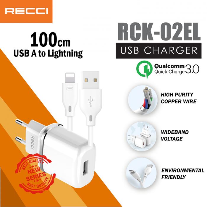 RECCI RCK-02EL Travel Charger Combo Kit Cable Lightning