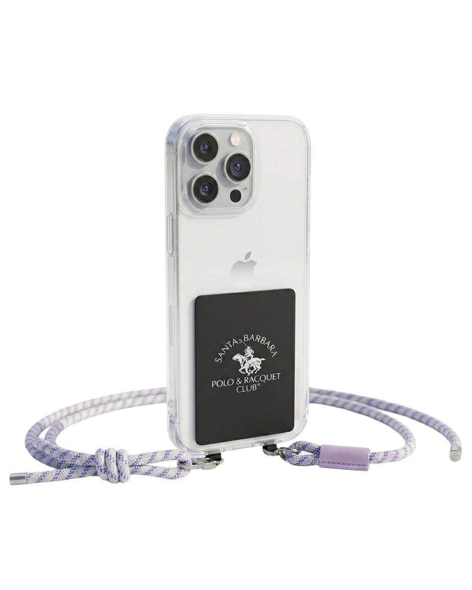 TecHub Santa Barbara Polo Racquet Club Paddy adjustable neck strap holder with padded design and secure clip attachment.