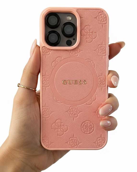 Guess 4G Patterned Textured Silicone MagSafe Case for iPhone 15 Pro Max