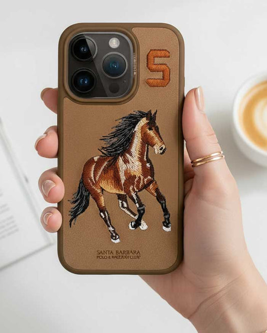 Santa Barbara 3D Embroidered Fabric Material Shockproof Case for iPhone 16 Pro Max