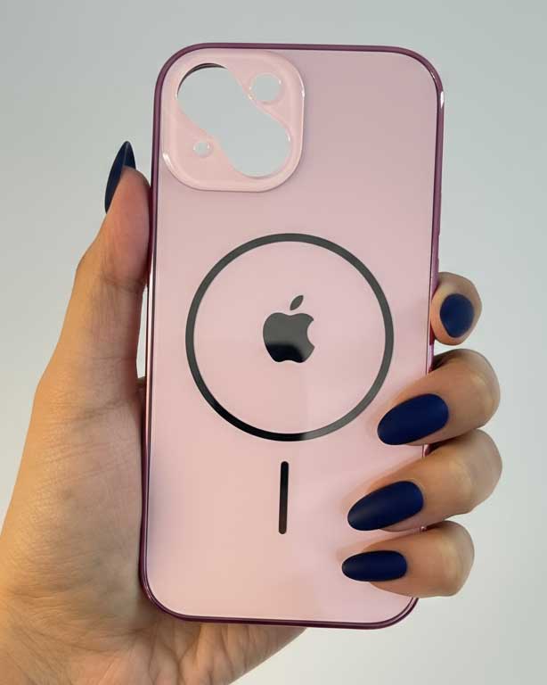 Pink MagicMask Luxury Matt MagSafe Case for iPhone 14 and 13 by TecHub, showcasing a smooth matte finish and magnetic feature.