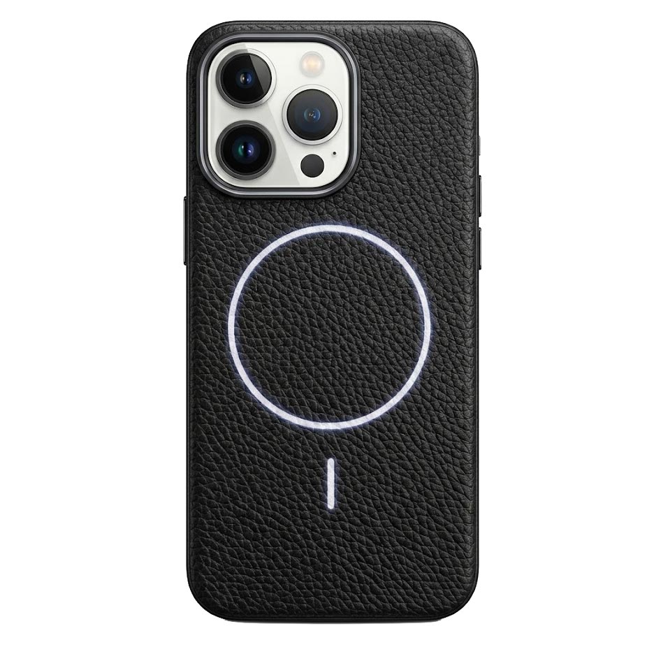Macaron Leather Matte Magnetic Case for iPhone 15 Pro Max - Black/Blue