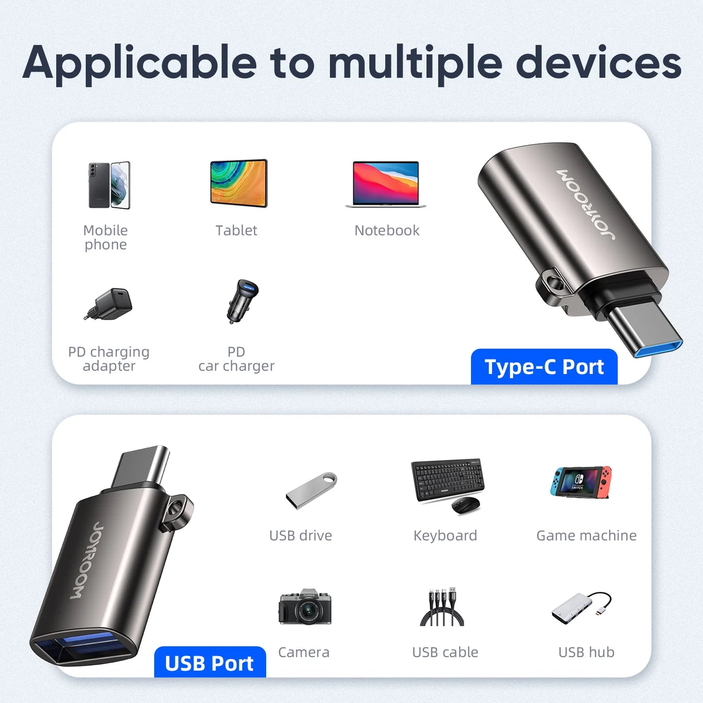 Joyroom Type C (Male) to USB (Female) Adapter - Black