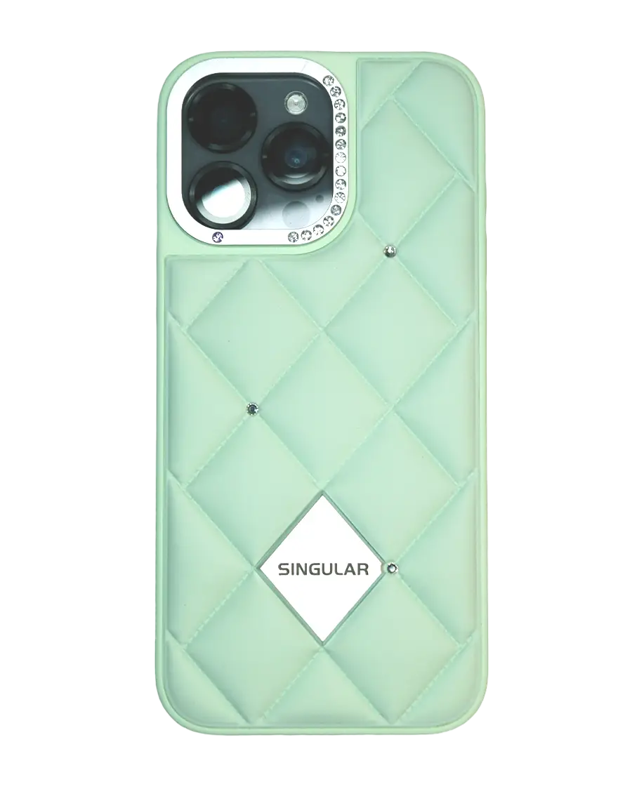 Diamond Pattern Leather Case for iPhone 16 Pro Max - Green