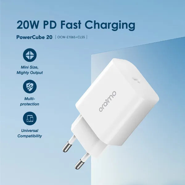 Oraimo PowerCube 20 PD 20W Type-C to Type-C Wall Charger Kit