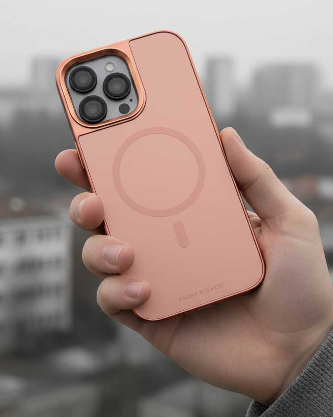 Puloka & Classic Luxury MagSafe Case for iPhone 16 Pro Max - Rose Gold