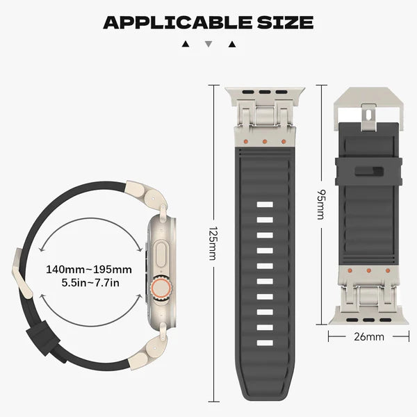 Rugged Silicone Sports Band for Apple Watch 42/44/45/46/49 mm - Space Grey