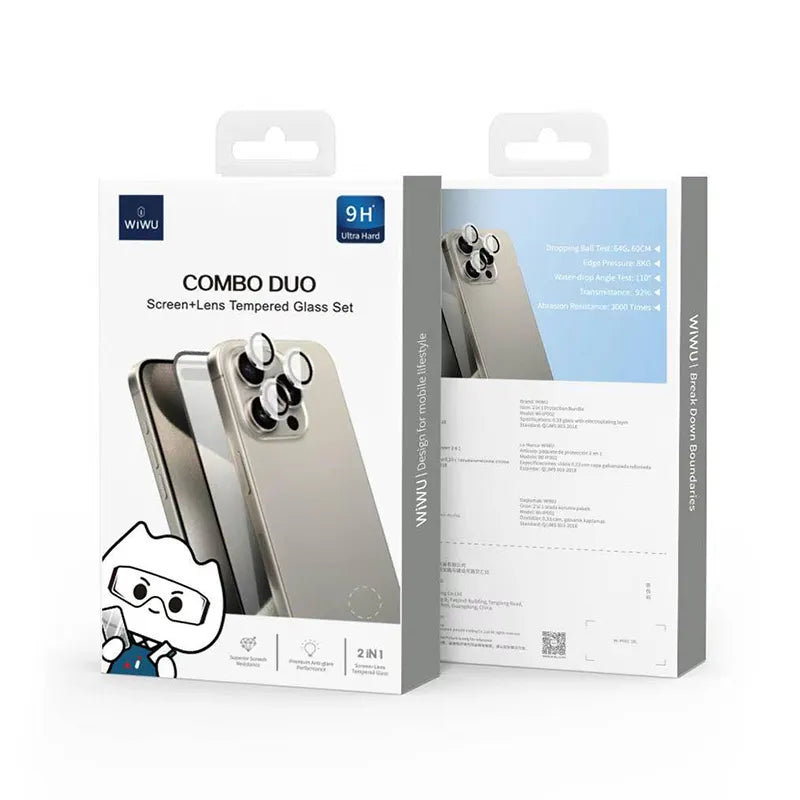 WiWU Combo Duo Screen+Lens Tempered Glass Set for iPhone 16 Pro Max