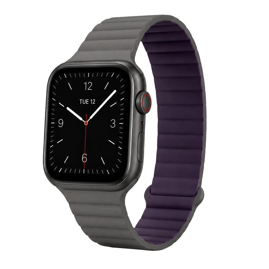 Silicone Loop Magnetic Strap For Apple Watch 42/44/45/46/49 mm - Grey/Purple