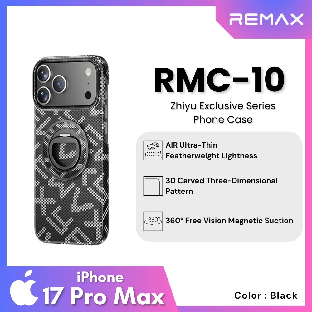Remax RMC-10 iPhone 17 Pro Max case from TecHub's Zhiyu Exclusive Series, showcasing a sleek protective phone cover with detailed design.