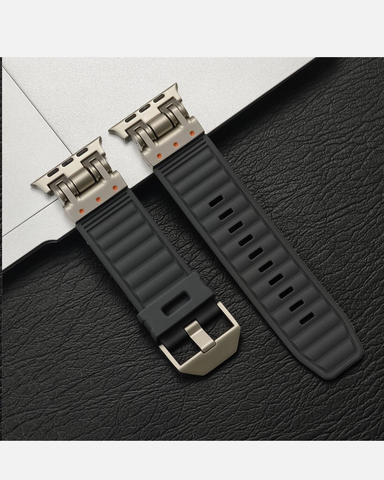 Rugged Silicone Sports Band for Apple Watch 42/44/45/46/49 mm - Space Grey