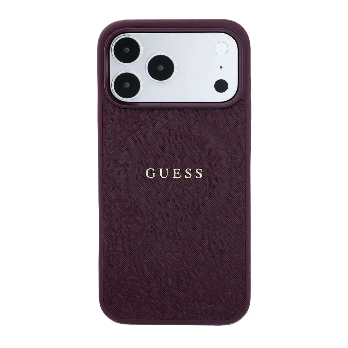 Guess Magsafe Saffiano Hard Case With Peony for iPhone 17/18 Pro Max - Burgundy