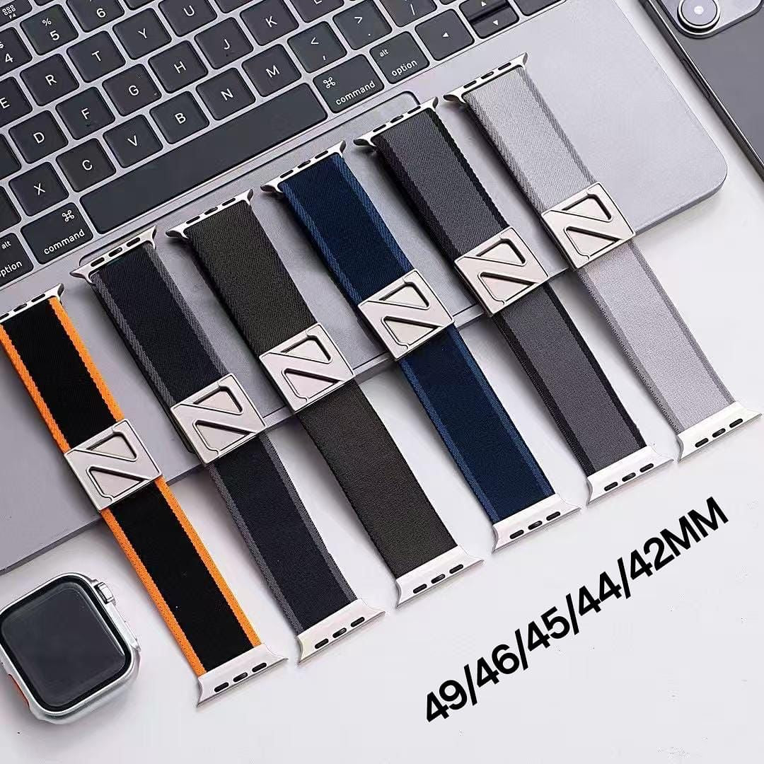 Z Buckle Elastic Nylon Double Stripes Band for Apple Watch 42/44/45/46/49 mm
