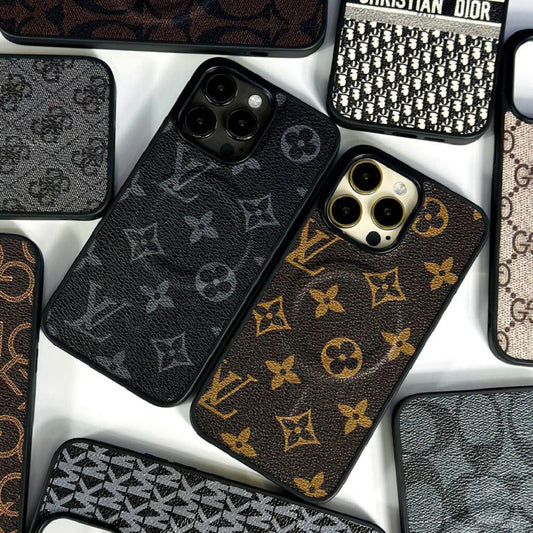 LV Leather MagSafe Case for iPhone 15