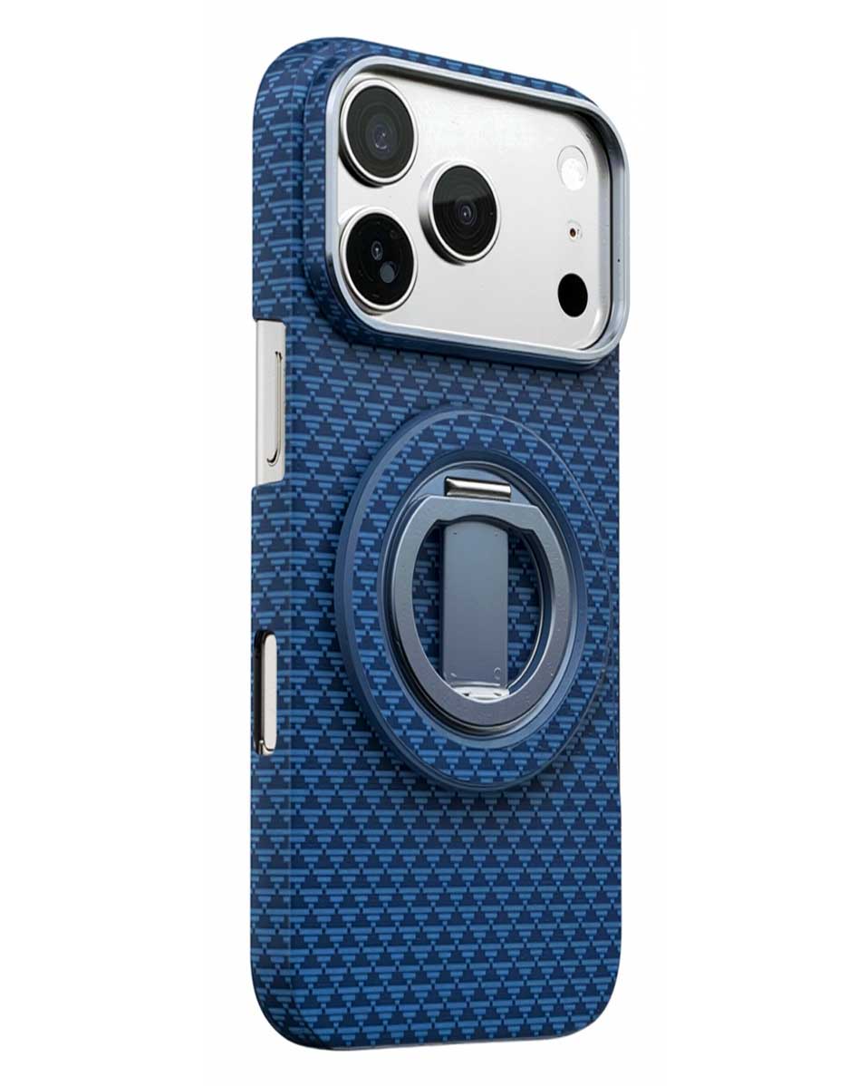 Lanex Luxury Carbon Fiber Pattern Magnetic With Stand for iPhone 17 Pro Max