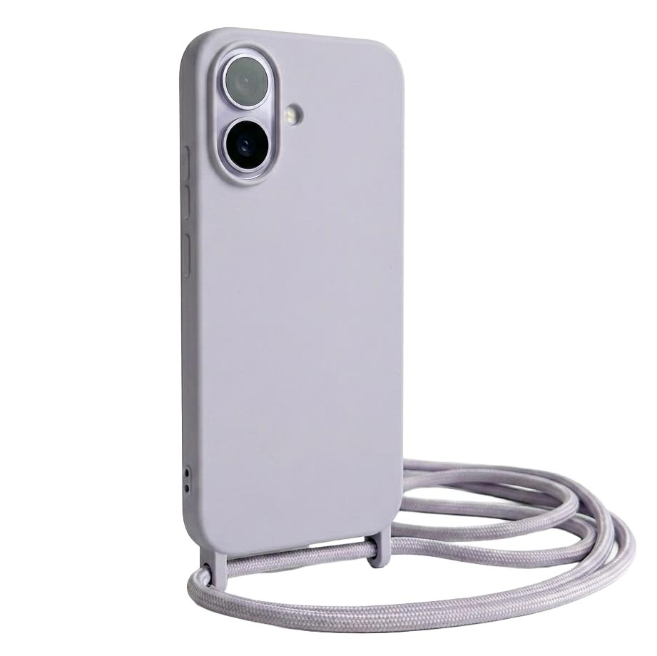 TecHub iPhone 16 soft silicone crossbody case with shoulder strap, stylish protective cover for smartphone.
