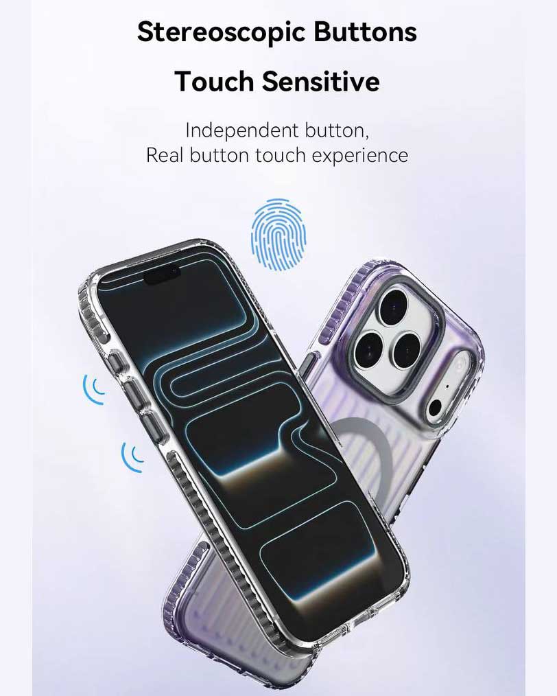 TecHub Lanex striped gradient iPhone 17 Pro Max magnetic case with colorful design and protective features.