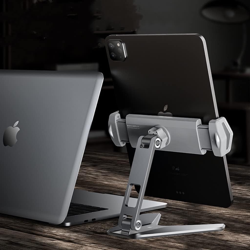 Boneruy Foldable 360 Rotating Adjustable Aluminum Mobile Phone Tablet Stand Holder - Grey - TecHub