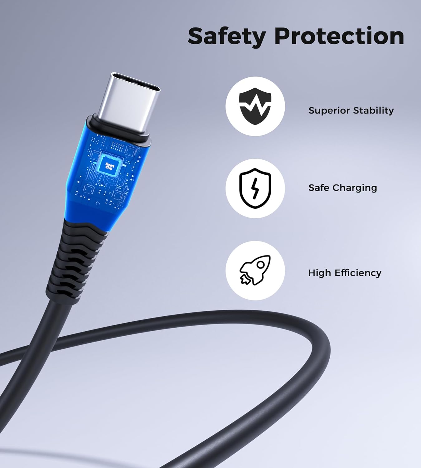 Choetech CC002 USB-C to USB-C Cable, 60W PD Fast Charging – Black