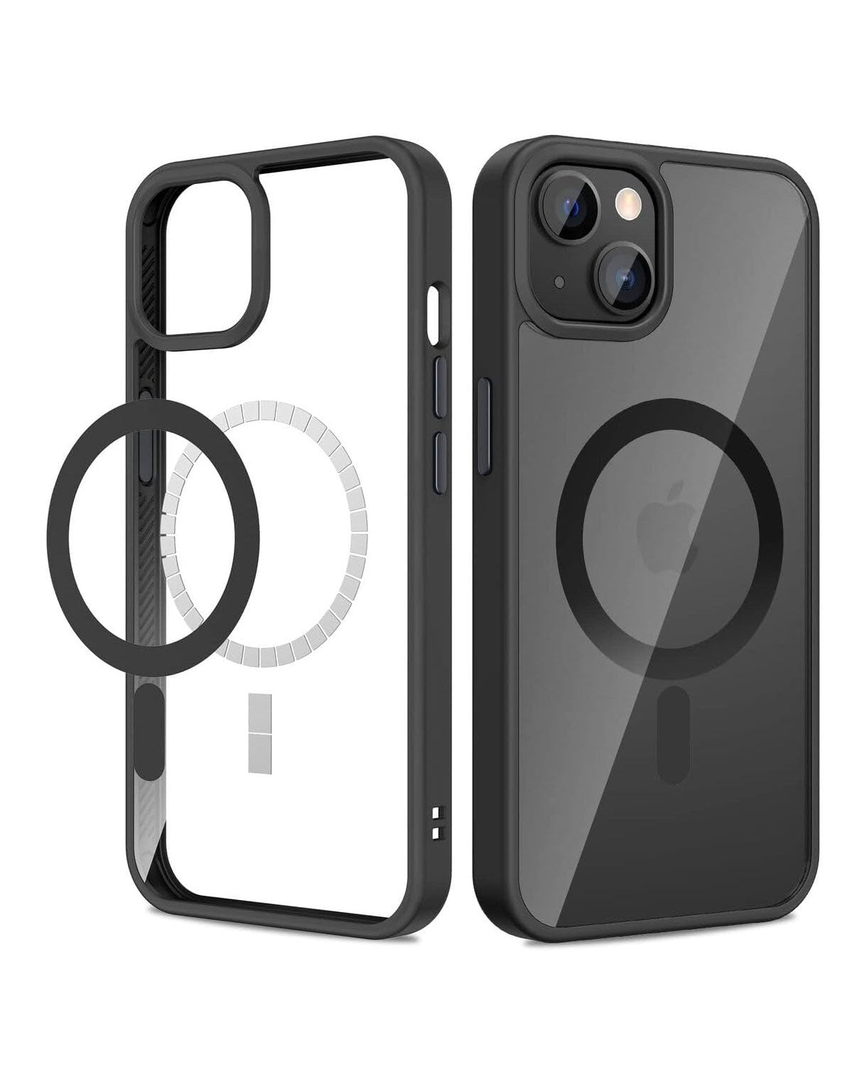 MHM Magnetic Clear Back Cover Slim Anti-Scratch Shockproof Protective Case with Magsafe for iPhone 15 6.1 - Black
