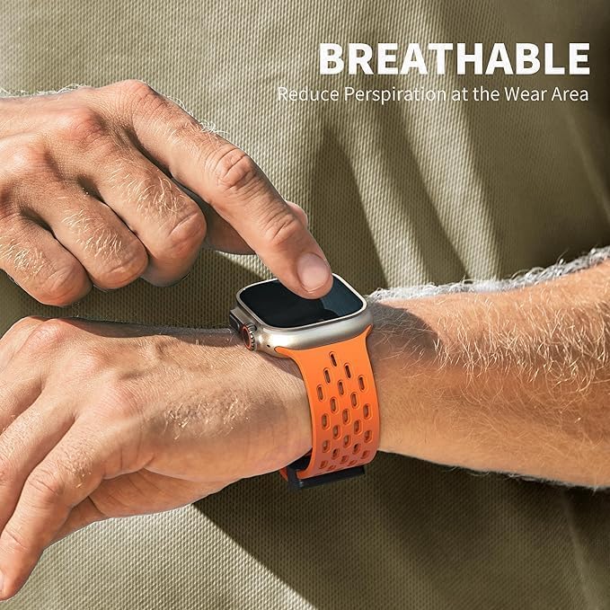 Magnetic Silicone Sport Strap Band for Apple Watch 42/44/45/46/49 mm - Orange