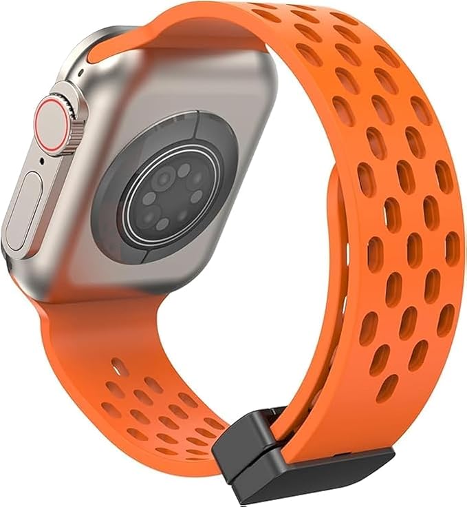 Magnetic Silicone Sport Strap Band for Apple Watch 42/44/45/46/49 mm - Orange