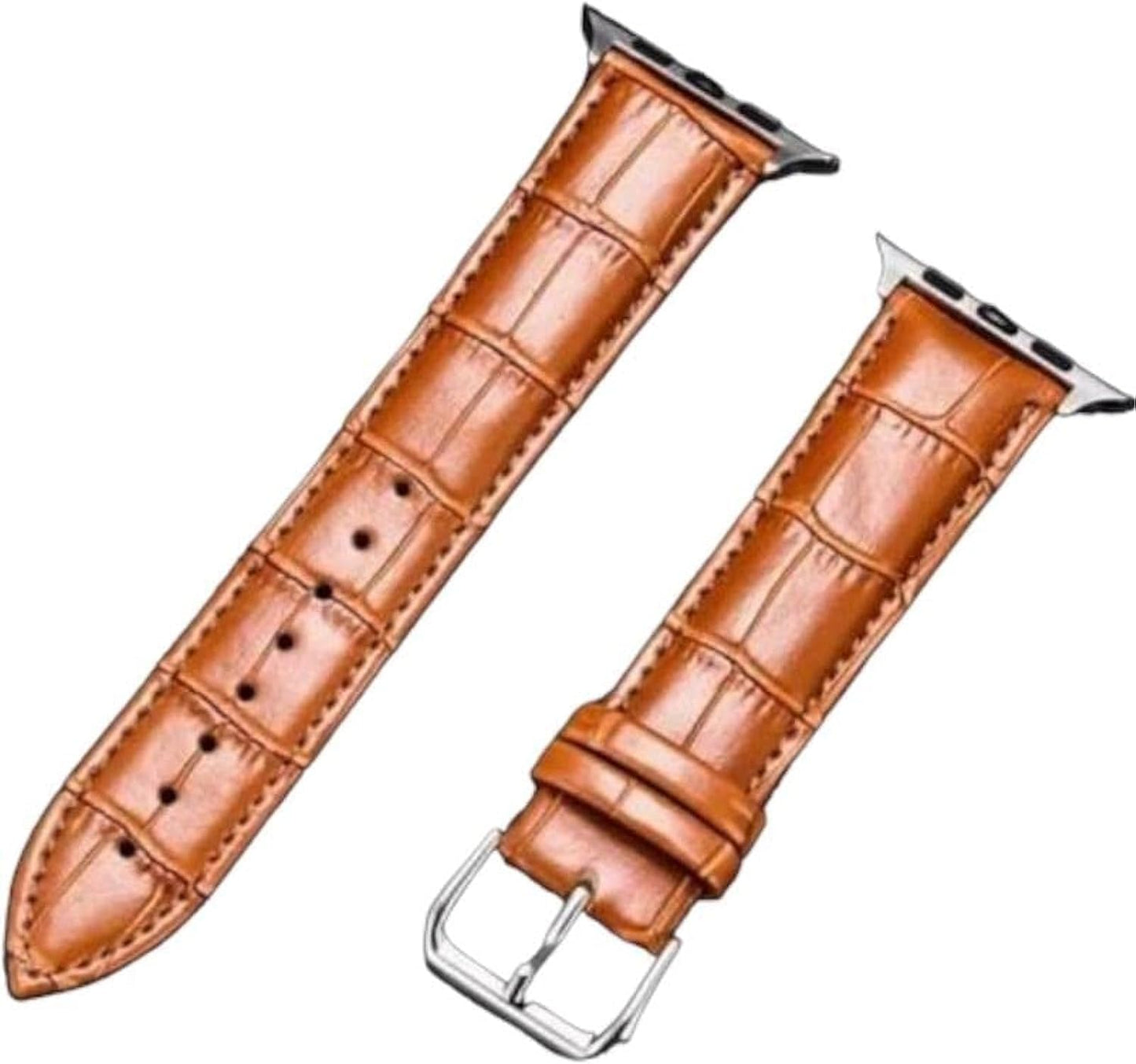 Bamboo Knot Leather Strap for Apple Watch 42/44/45/46/49 mm - Brown