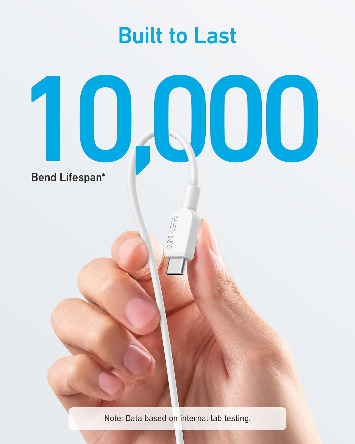 TecHub Anker 310 USB-C to USB-C cable with 60W fast charging, 3ft length, suitable for charging and data transfer.