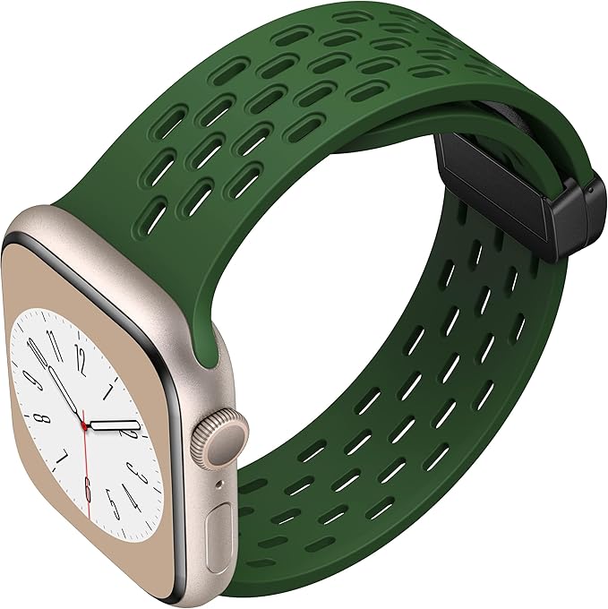 Soft Silicone Magnetic Buckle Breathable Sport Watch Strap For Apple Watch 42/44/45/46/49 mm