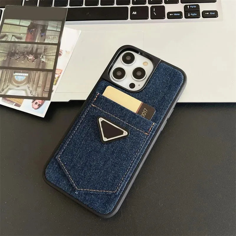 Prada Luxury Designer Jeans Style Case for iPhone 15 Pro Max