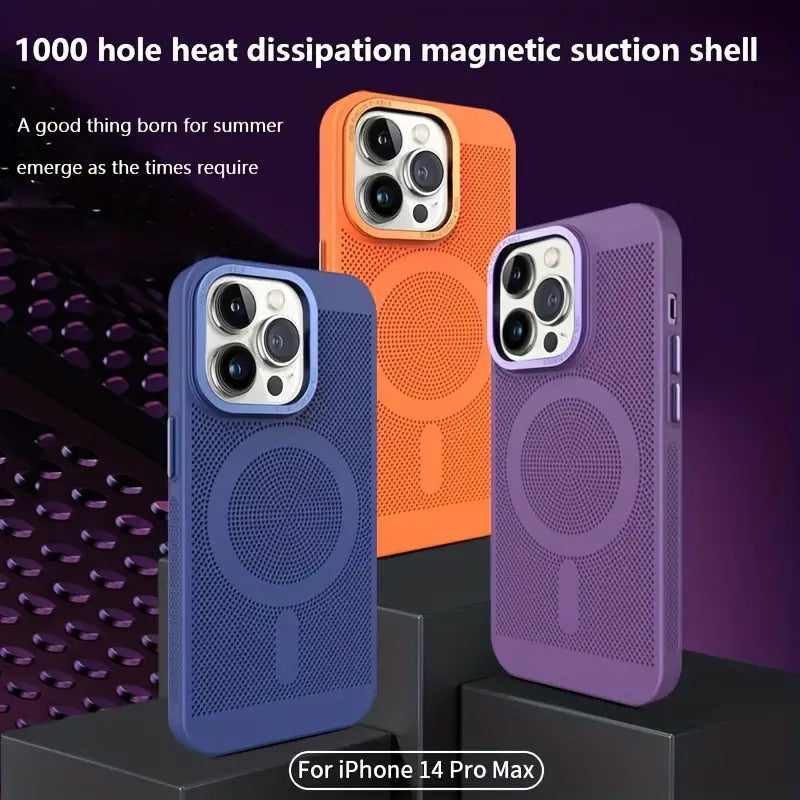Magnetic Shockproof Grid Breathable for iPhone 14 Pro Max - TecHub