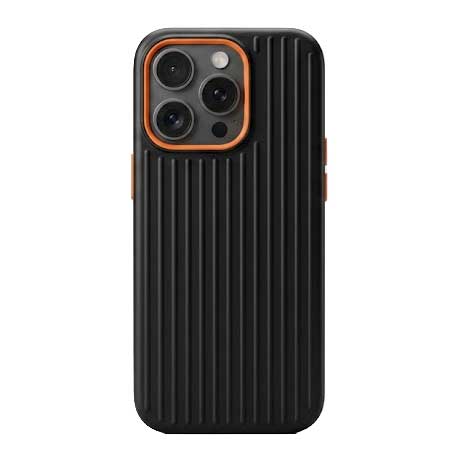 TecHub WECAN anti-slip, fingerprint-resistant PC hard case for iPhone 15 Pro Max, showing textured black surface and precise cutouts.