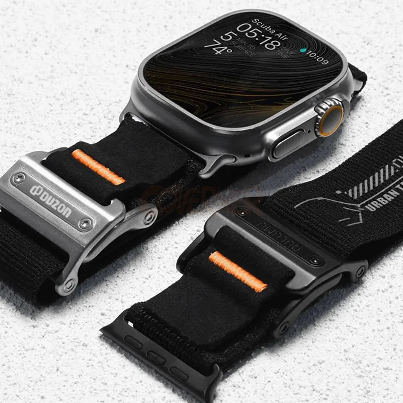 Duzon Nylon Loop Watch Band for Apple Watch 42/44/45/46/49 mm – Double Velcro Strap with Magnetic Buckle