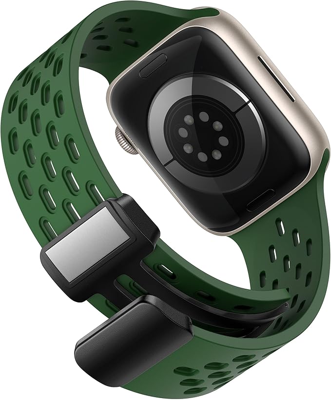 Soft Silicone Magnetic Buckle Breathable Sport Watch Strap For Apple Watch 42/44/45/46/49 mm