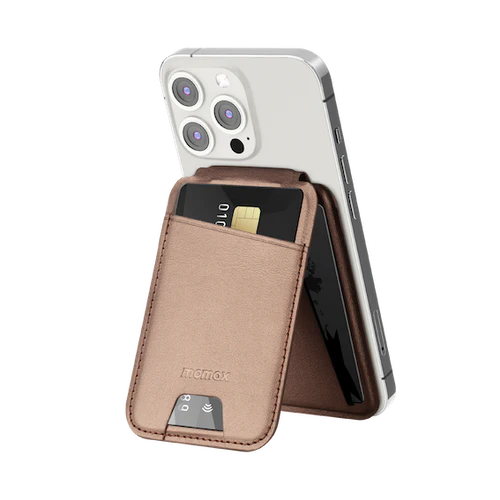 Momax 1-Wallet | Magnetic Card Holder With Stand - Sandstone