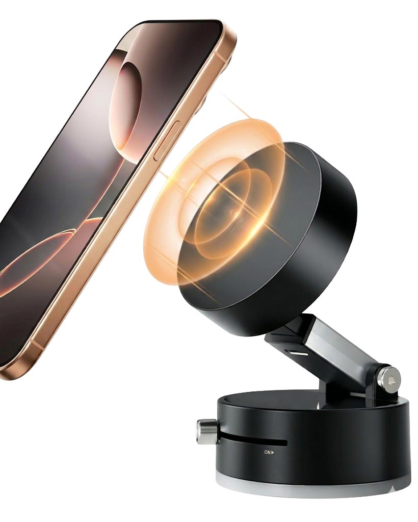 Black TecHub GOJI G10 magnetic phone holder with 360-degree rotation and strong magnetic grip, designed for secure smartphone mounting.