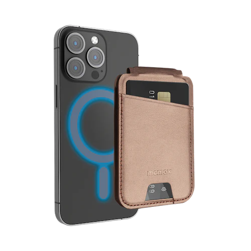 Momax 1-Wallet | Magnetic Card Holder With Stand - Sandstone