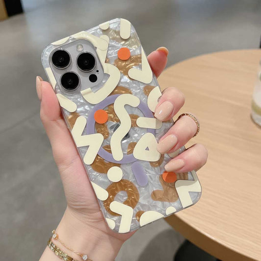 Original Graffiti Ornaments Magsafe Magnetic Case For iPhone 16 Pro Max - Off White