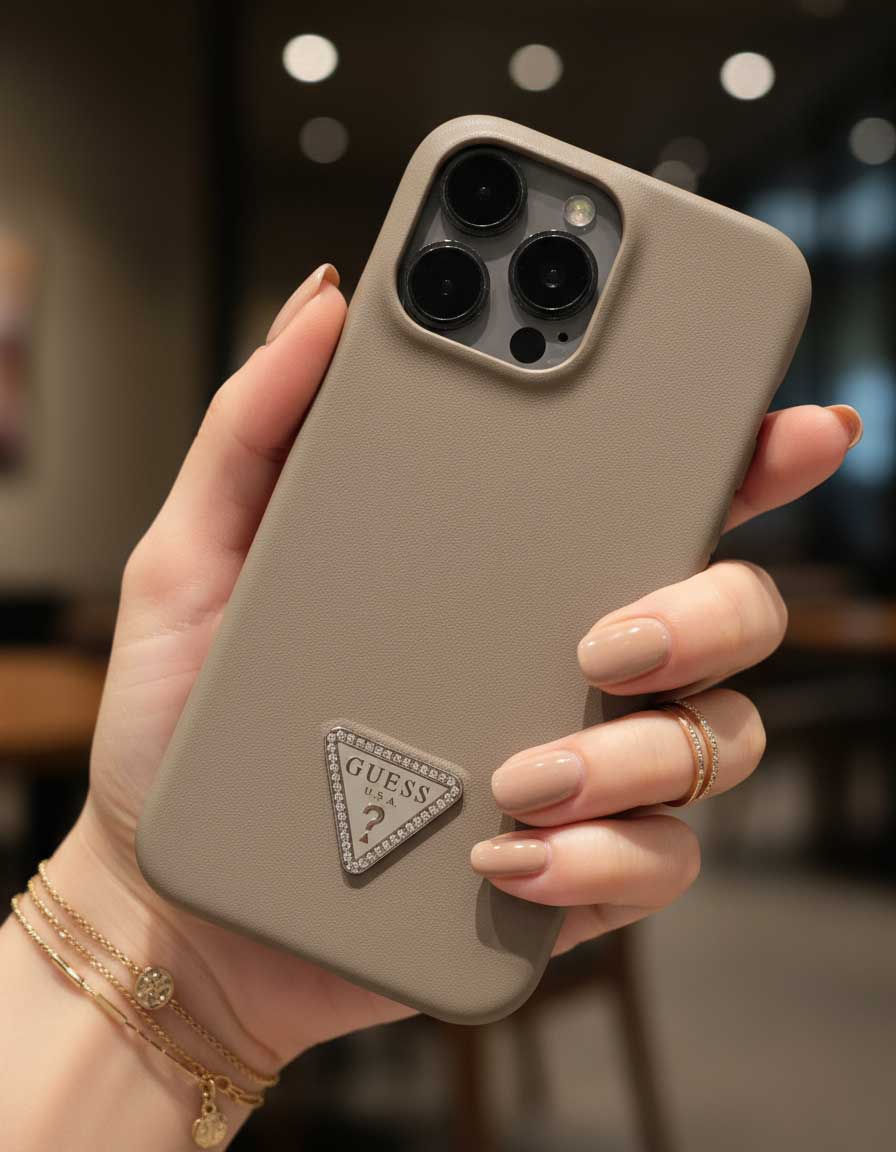 Guess Leather Back Cover Case for iPhone 15 Pro Max - Grey