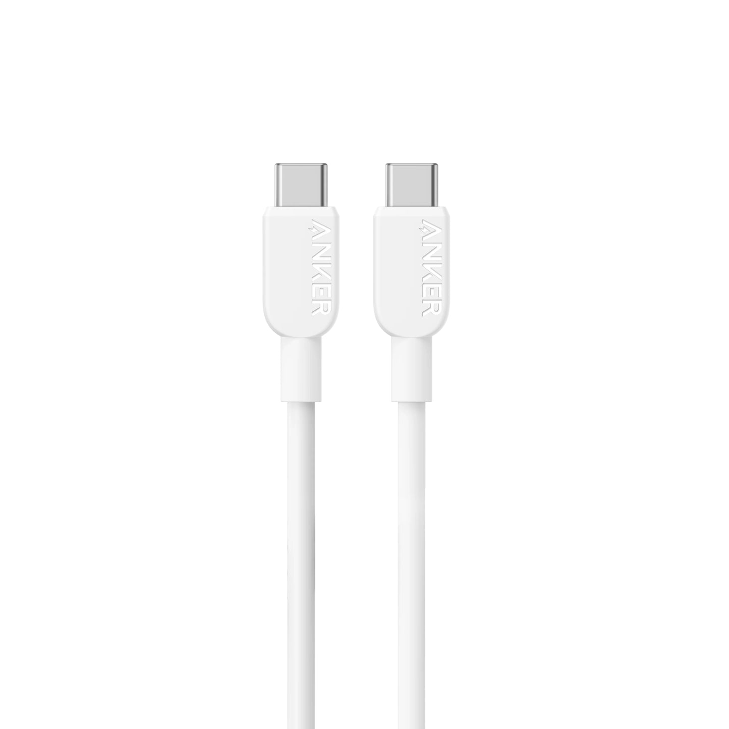 TecHub Anker 310 USB-C to USB-C cable for 60W fast charging, 3ft length, black with braided design, ideal for charging and data transfer.