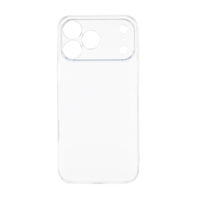 Transparent TecHub JOYROOM PC case for iPhone 17 Pro Max, showing clear design and precise cutouts for the device.