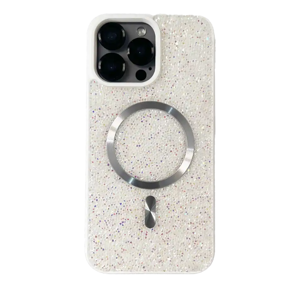 Swarovski Luxury Bling Glitter Diamond Magnetic Case For iPhone 12 Pro Max - Off White
