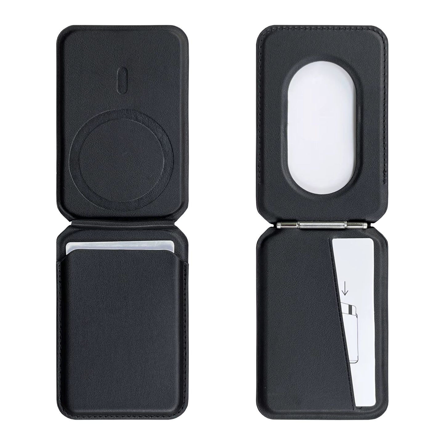 HDD Luxury PU Leather Stand Wallet with for MagSafe and Card Holder Back