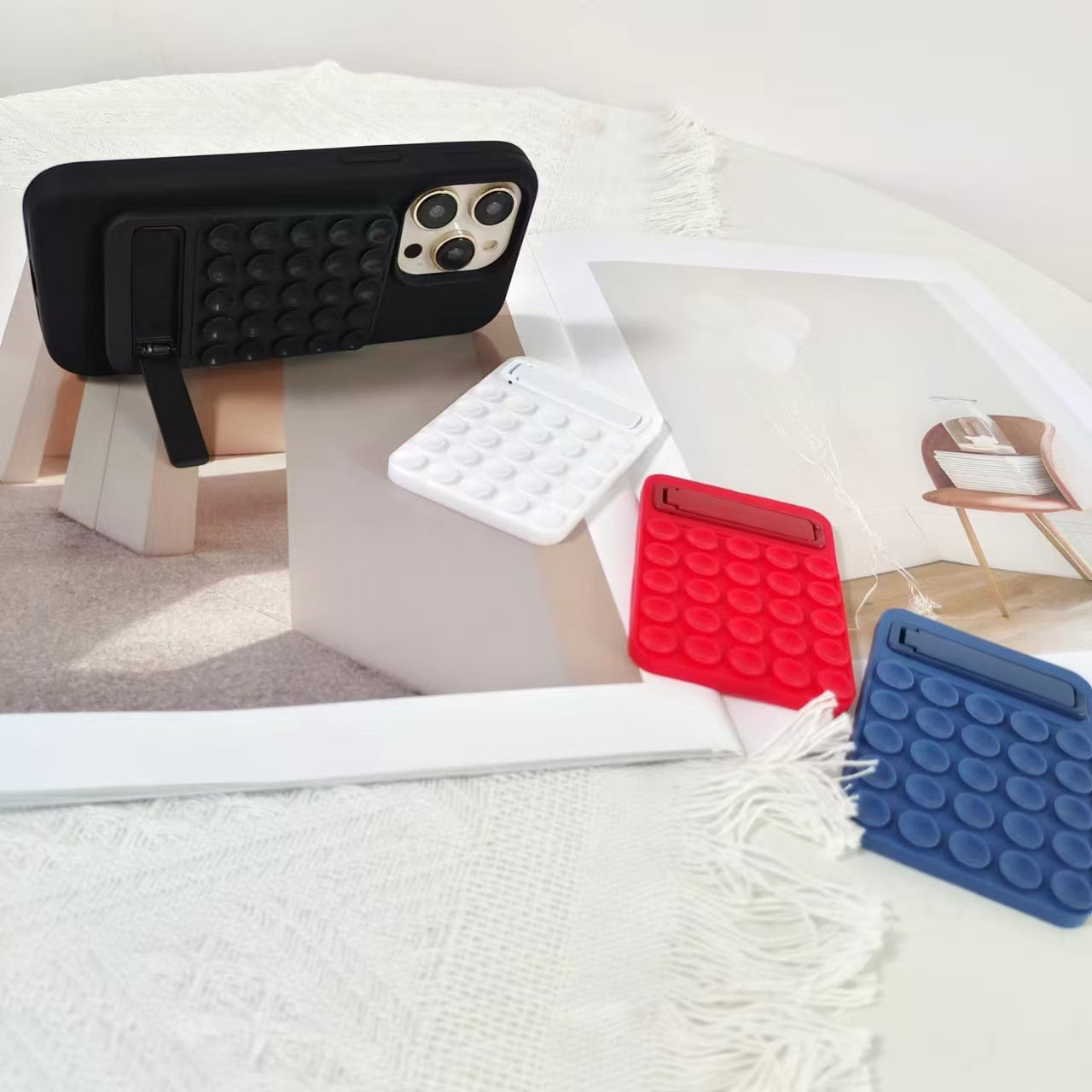 Magnetic Silicone Suction Mobile Phone Folding Stand Holder - Purple