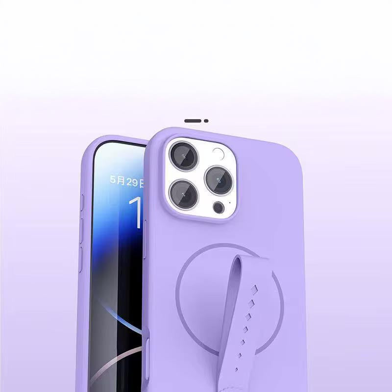 Invisible Magnetic Liquid Silicone Rotating Wristband Case for iPhone 16 Pro Max