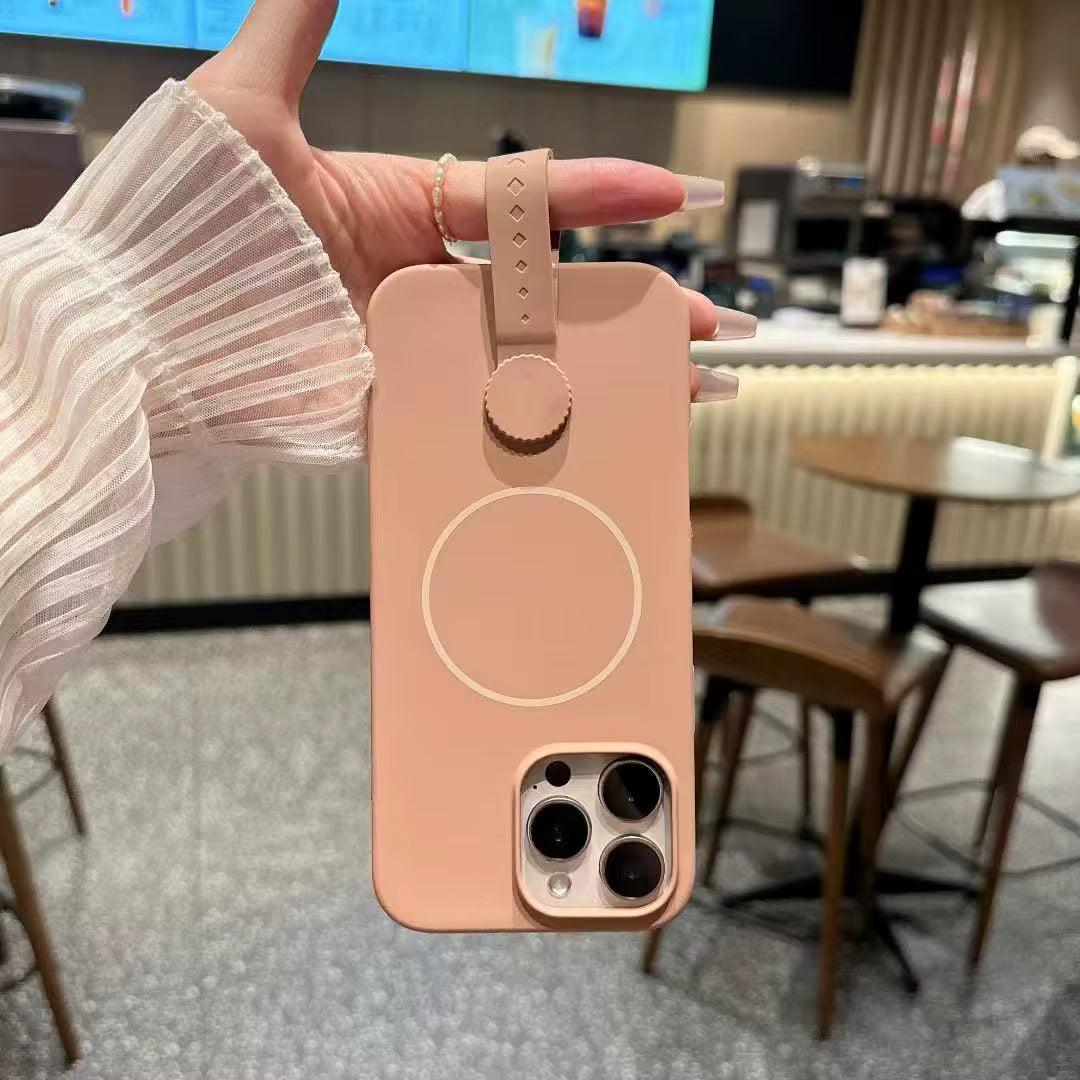 Invisible Magnetic Liquid Silicone Rotating Wristband Case for iPhone 14 - 13