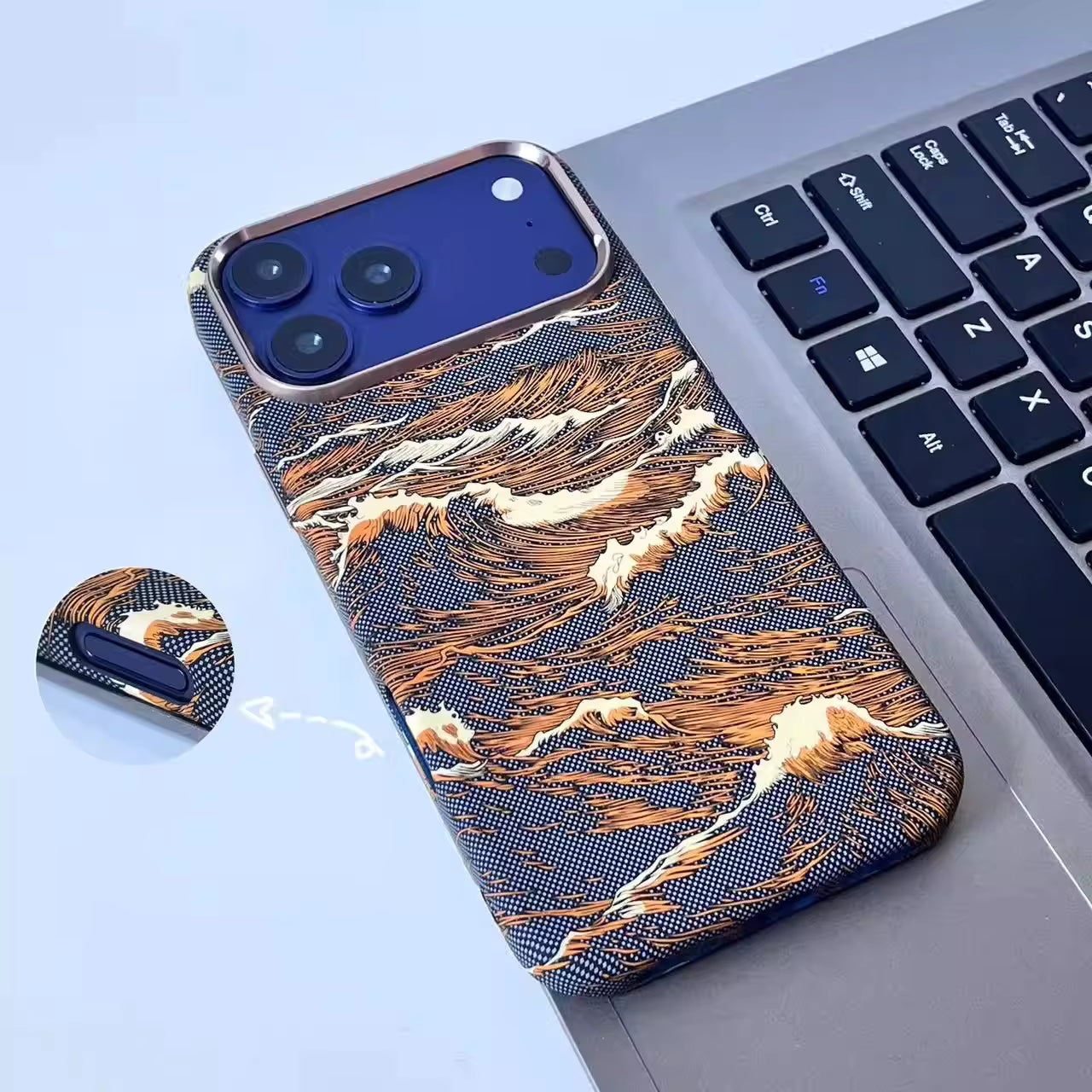 FreeAir MagSafe Waves Carbon Premium Design Case for iPhone 16 Pro Max