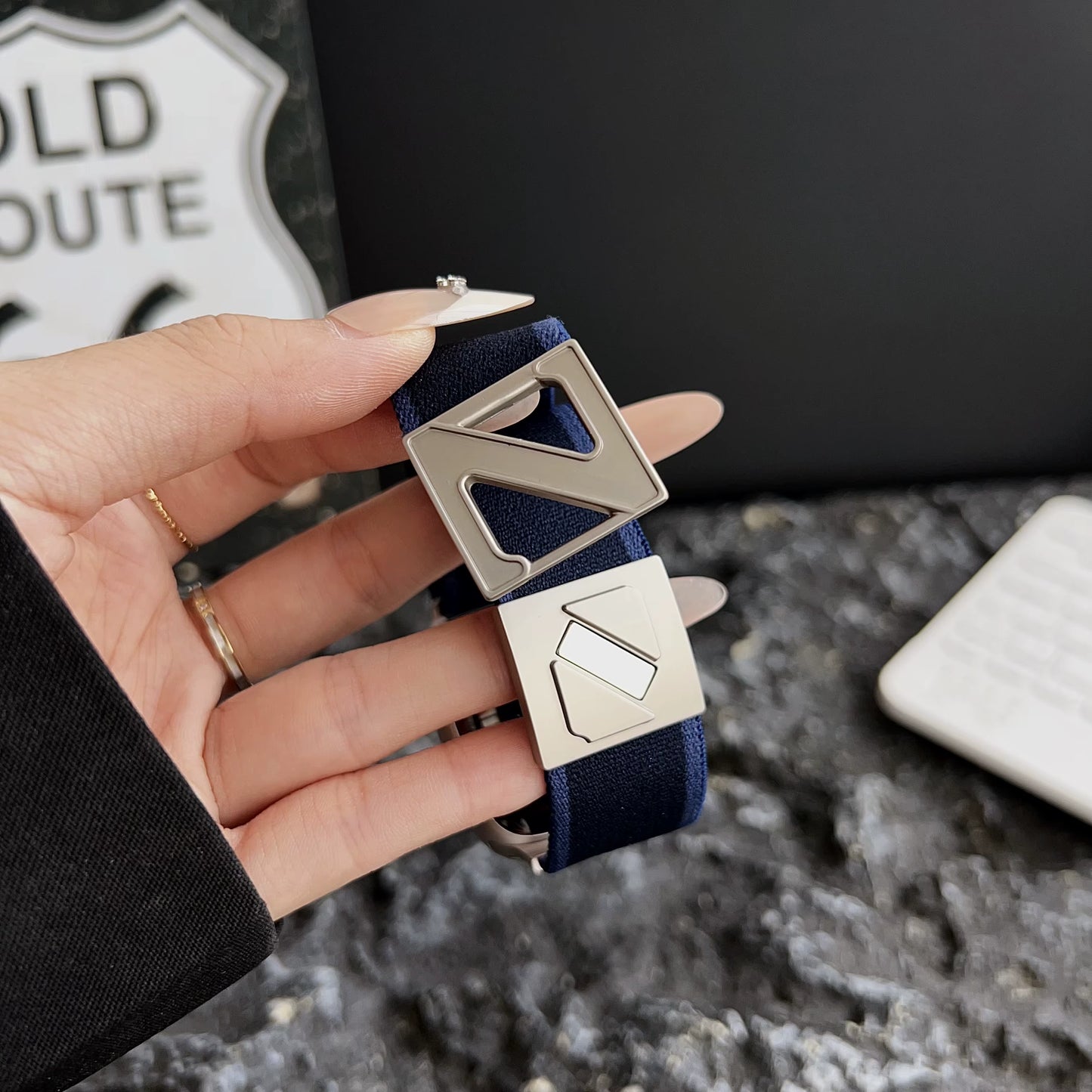 Z Buckle Elastic Nylon Double Stripes Band for Apple Watch 42/44/45/46/49 mm