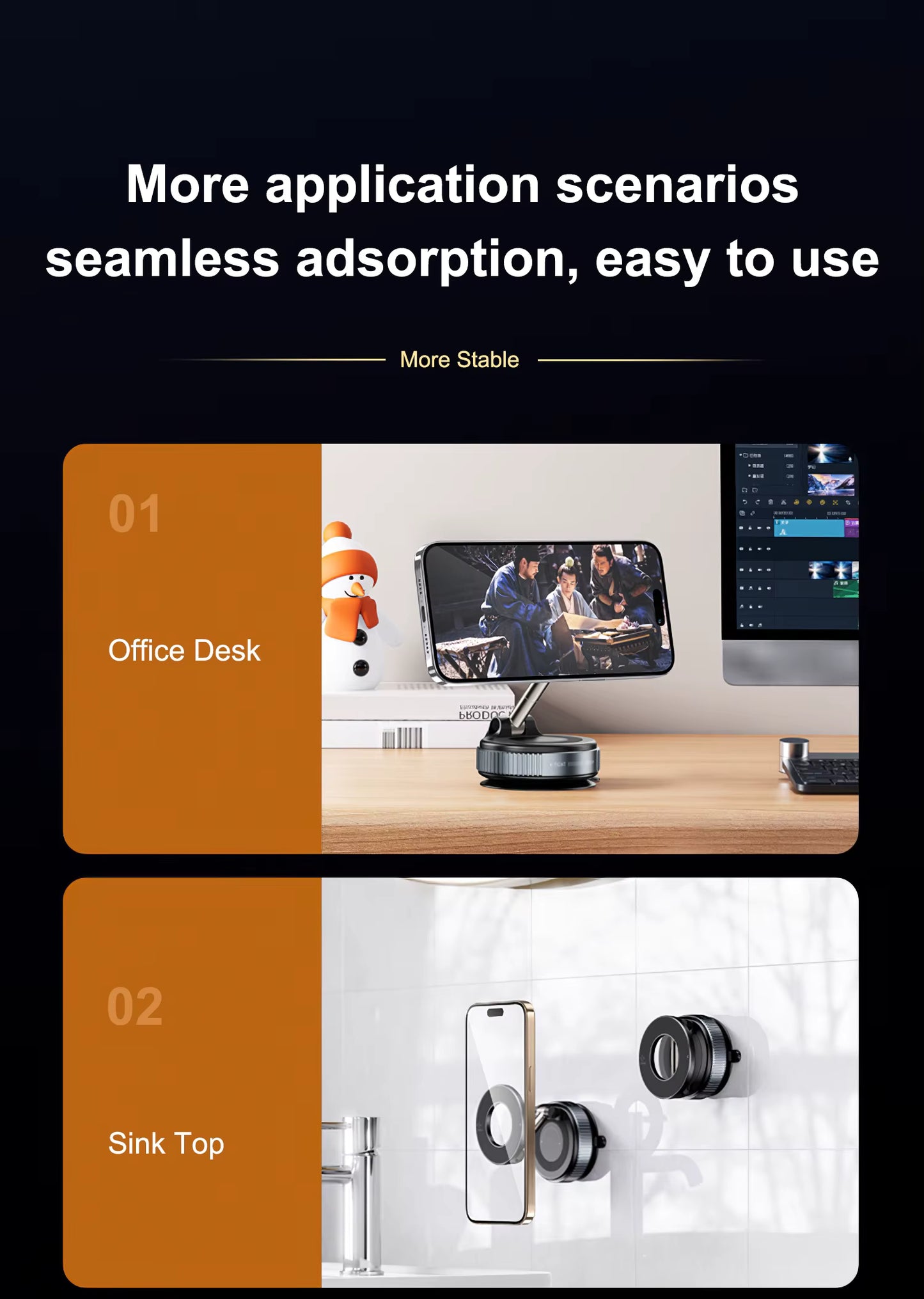 GOJI G3 Magsafe Holder Suction Cup Phone Mount Adjustable Swivel Lock, for Your Car/Gym/Mirror - Black