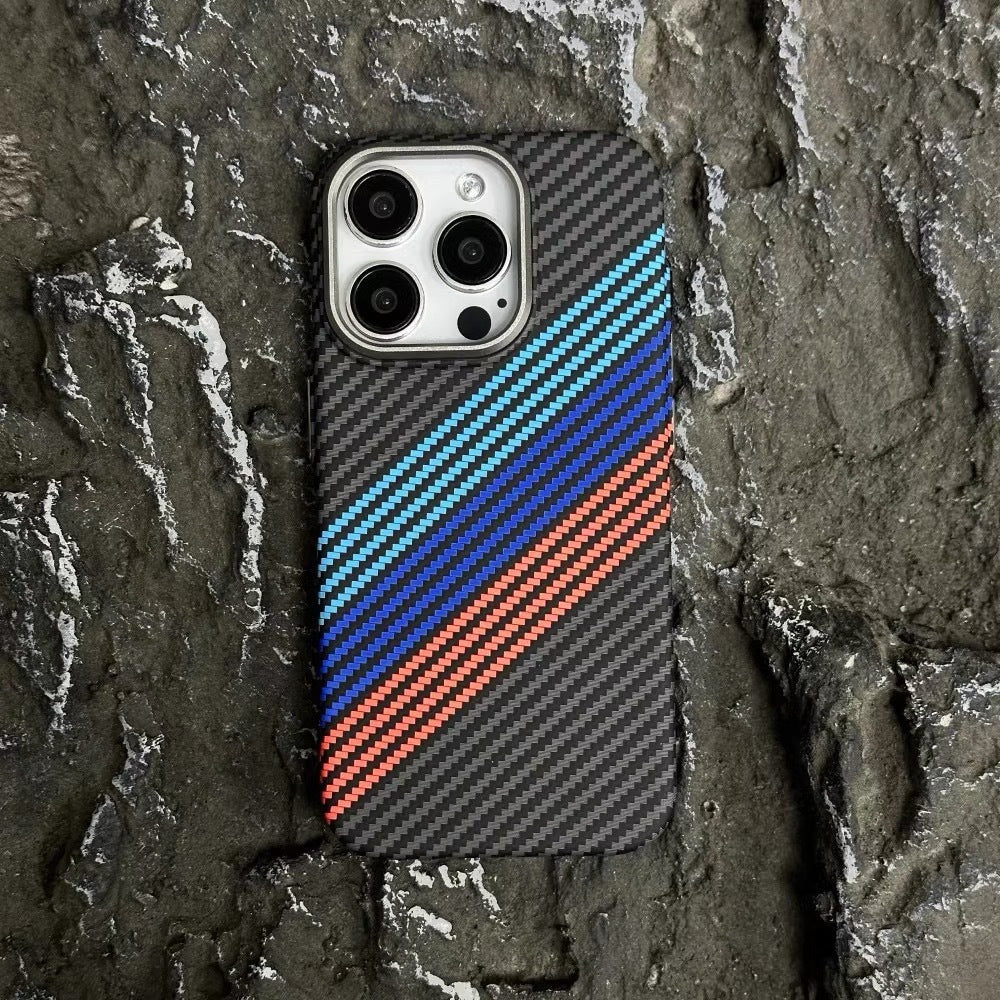 FreeAir MagSafe Carbon Fiber Design Case for iPhone 14 Pro Max - Black / Blue